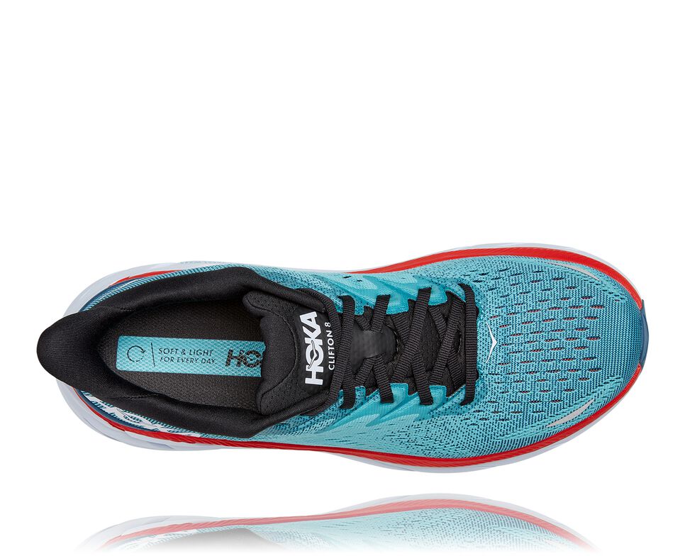 Men's Hoka One One Clifton 8 Road Running Shoes Real Teal / Aquarelle | VPCNUH401