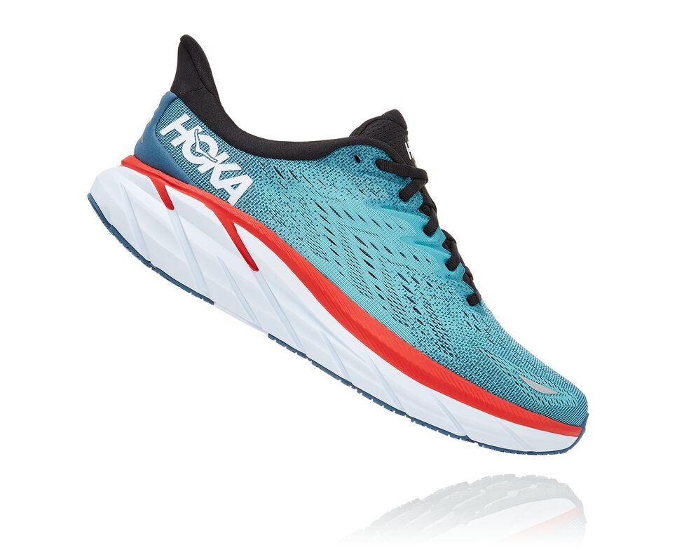 Men's Hoka One One Clifton 8 Road Running Shoes Real Teal / Aquarelle | VPCNUH401