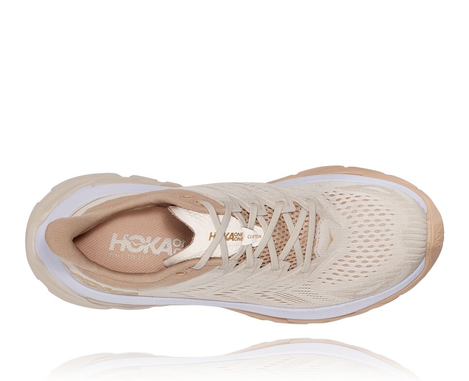 Men's Hoka One One Clifton Edge Road Running Shoes Almond Milk / Beige | DCVTXI296