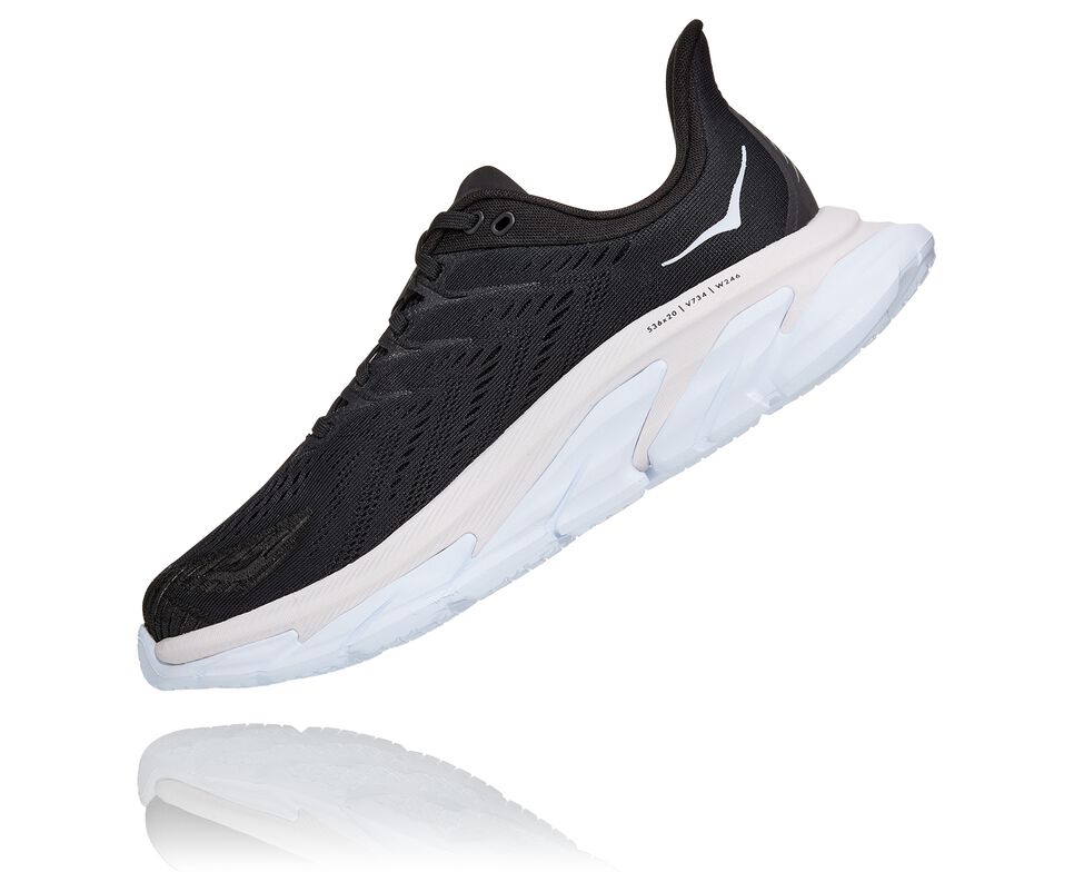 Men's Hoka One One Clifton Edge Road Running Shoes Black / White | HQLMZN806