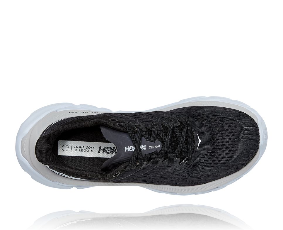 Men's Hoka One One Clifton Edge Road Running Shoes Black / White | HQLMZN806