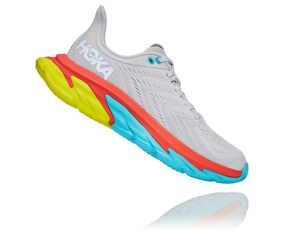 Men's Hoka One One Clifton Edge Road Running Shoes Lunar Rock / White | IFEYKT740