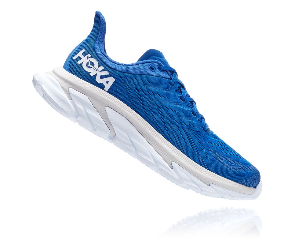 Men's Hoka One One Clifton Edge Road Running Shoes Turkish Sea / White | QNIMZR371