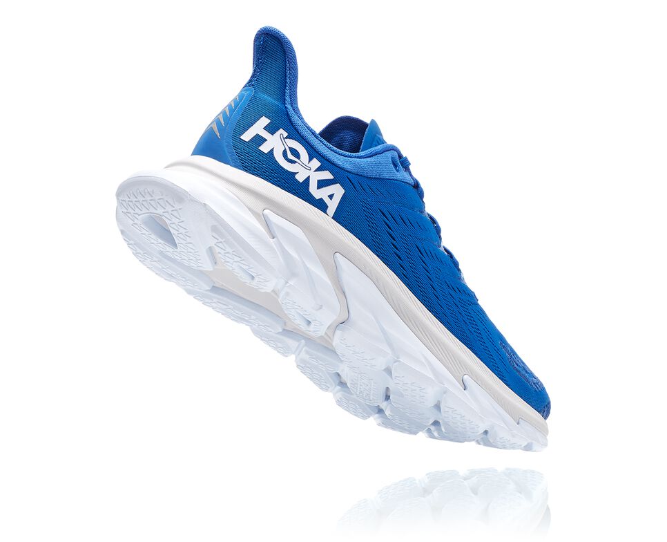 Men's Hoka One One Clifton Edge Road Running Shoes Turkish Sea / White | QNIMZR371