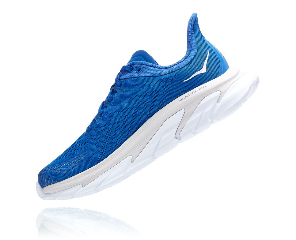 Men's Hoka One One Clifton Edge Road Running Shoes Turkish Sea / White | QNIMZR371