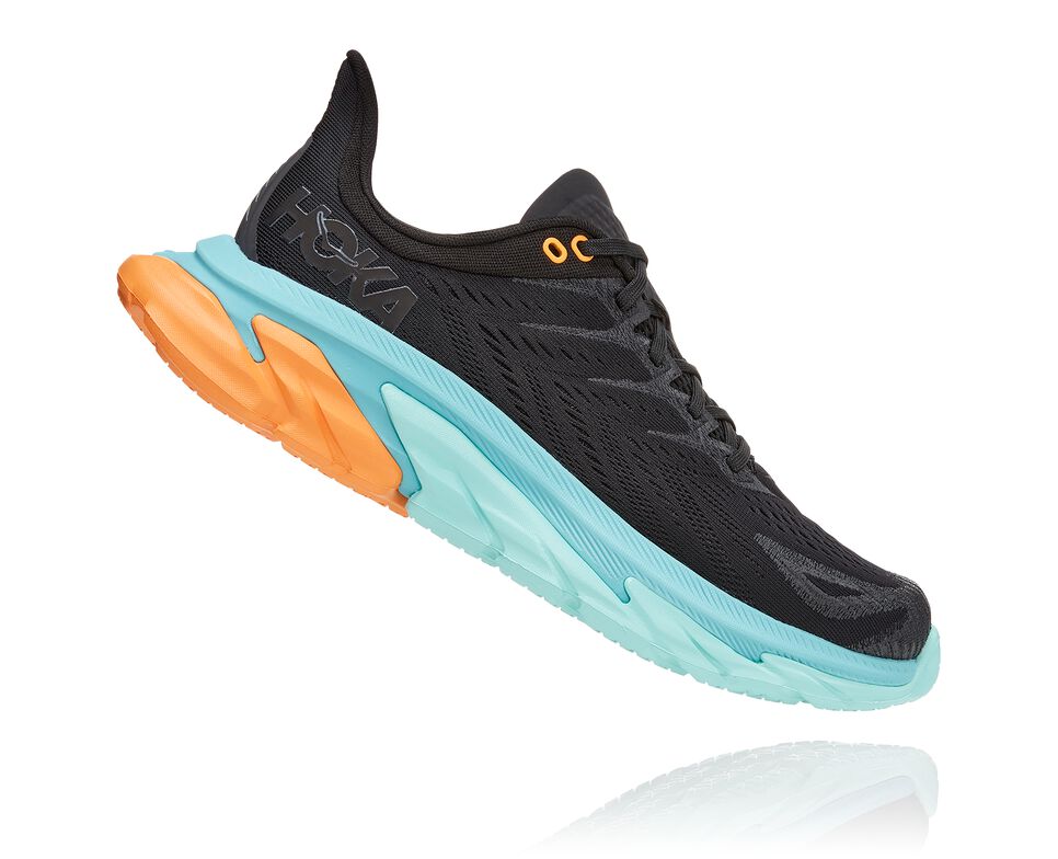 Men's Hoka One One Clifton Edge Road Running Shoes Black / Aquarelle | UZWKXY348