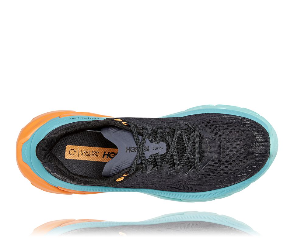 Men's Hoka One One Clifton Edge Road Running Shoes Black / Aquarelle | UZWKXY348