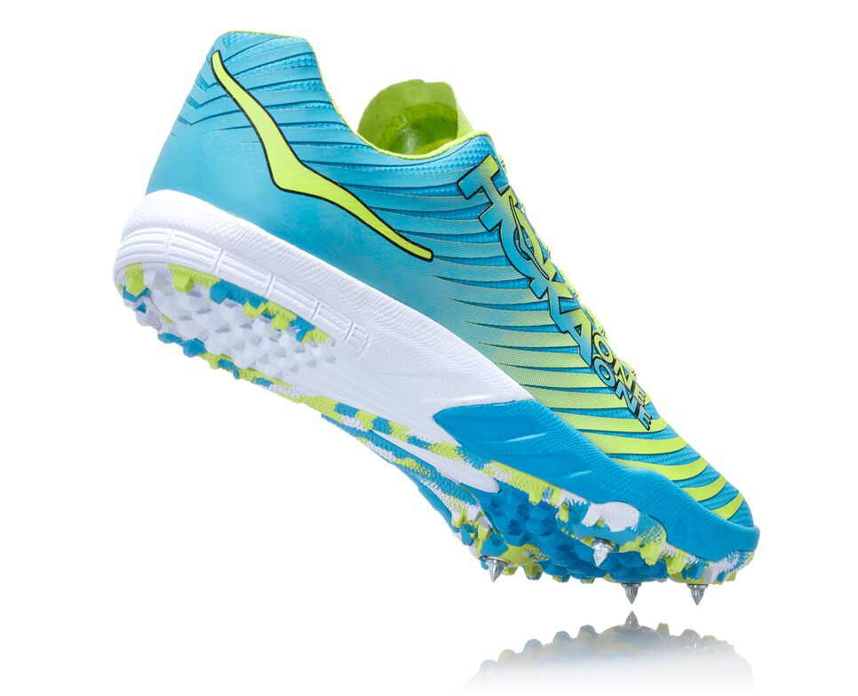 Men's Hoka One One EVO XC Spike Spikes Shoes Cyan / Citrus | SNADBF832