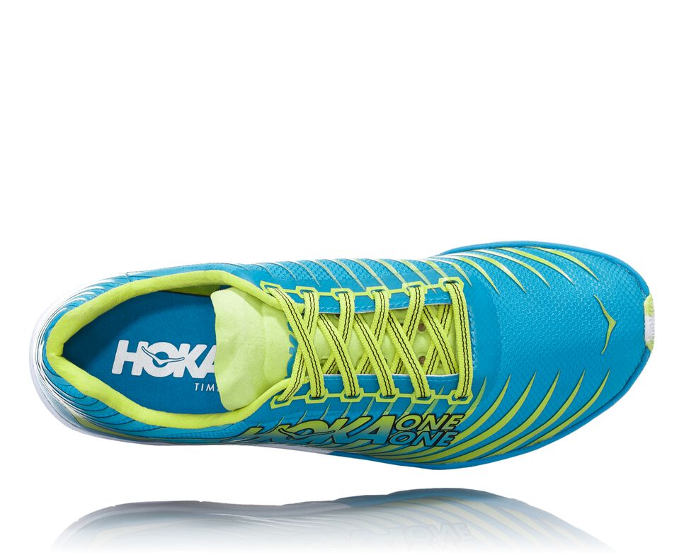 Men's Hoka One One EVO XC Spike Spikes Shoes Cyan / Citrus | SNADBF832