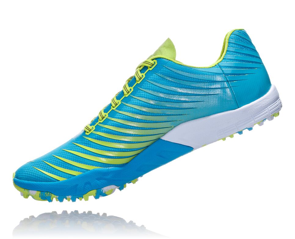 Men's Hoka One One EVO XC Spikeless Spikes Shoes Cyan / Citrus | QJBGFT490