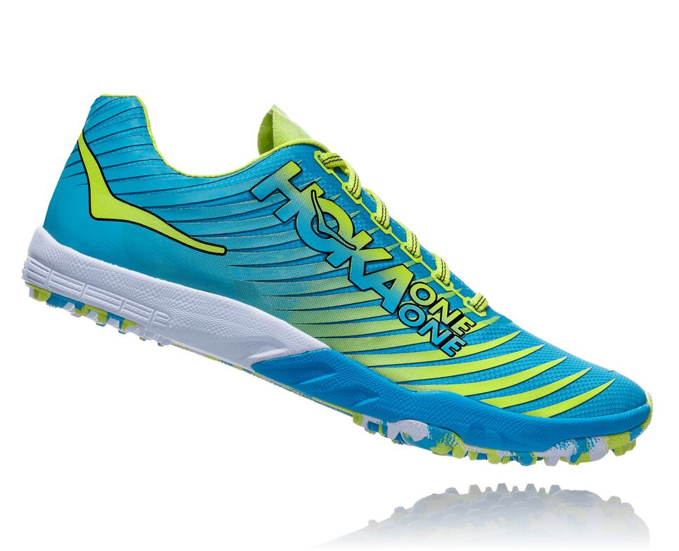 Men's Hoka One One EVO XC Spikeless Spikes Shoes Cyan / Citrus | QJBGFT490