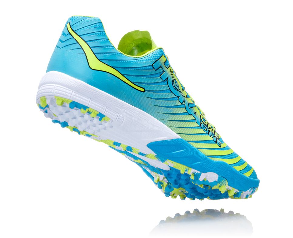 Men's Hoka One One EVO XC Spikeless Spikes Shoes Cyan / Citrus | QJBGFT490