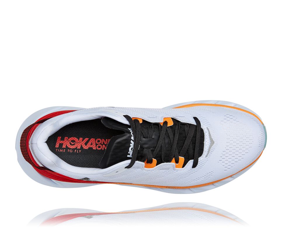 Men's Hoka One One Elevon 2 Road Running Shoes White / Blazing Orange | HWSUDP380