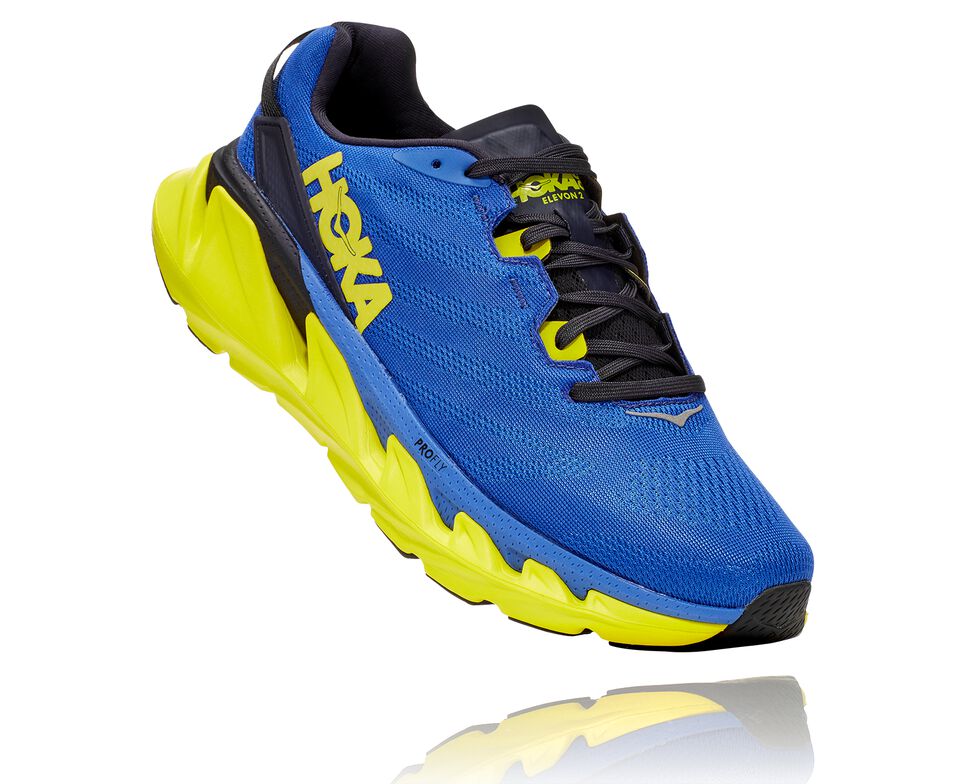 Men\'s Hoka One One Elevon 2 Road Running Shoes Amparo Blue / Evening Primrose | NXZSOL408