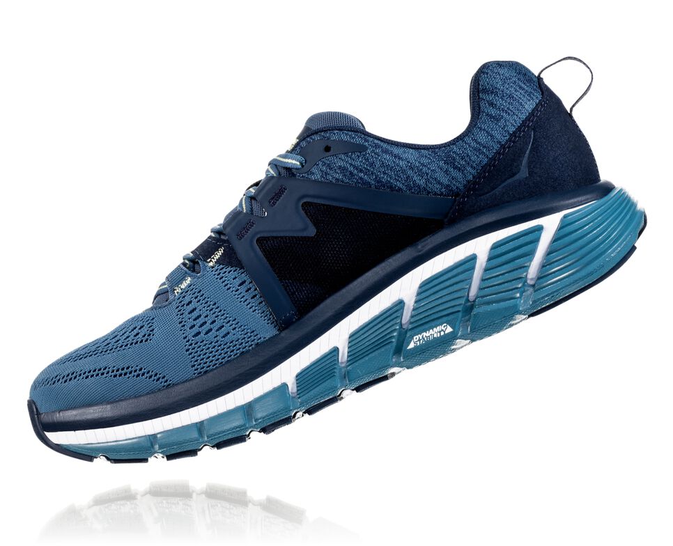 Men's Hoka One One Gaviota 2 Road Running Shoes Moonlit Ocean / Aegean Blue | GIQNOY487