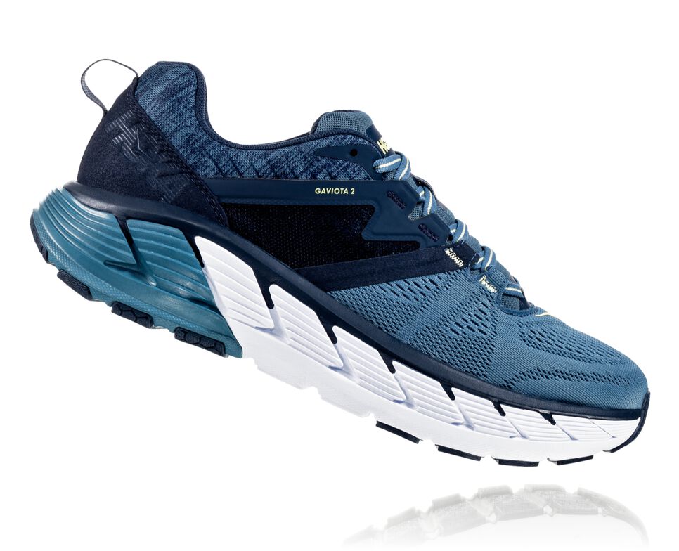 Men's Hoka One One Gaviota 2 Road Running Shoes Moonlit Ocean / Aegean Blue | GIQNOY487