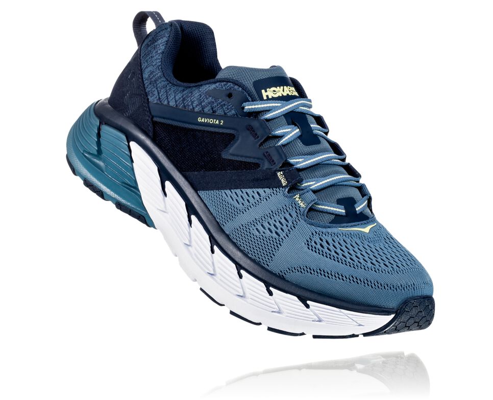 Men\'s Hoka One One Gaviota 2 Road Running Shoes Moonlit Ocean / Aegean Blue | GIQNOY487