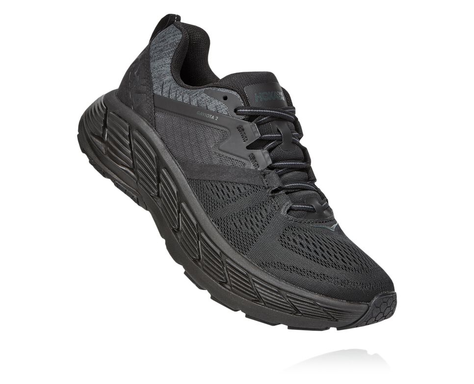 Men\'s Hoka One One Gaviota 2 Road Running Shoes Black / Dark Shadow | OHBQUZ702