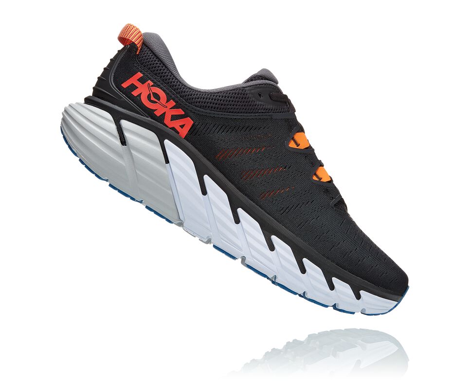 Men's Hoka One One Gaviota 3 Road Running Shoes Black / Castlerock | FUNWQJ798