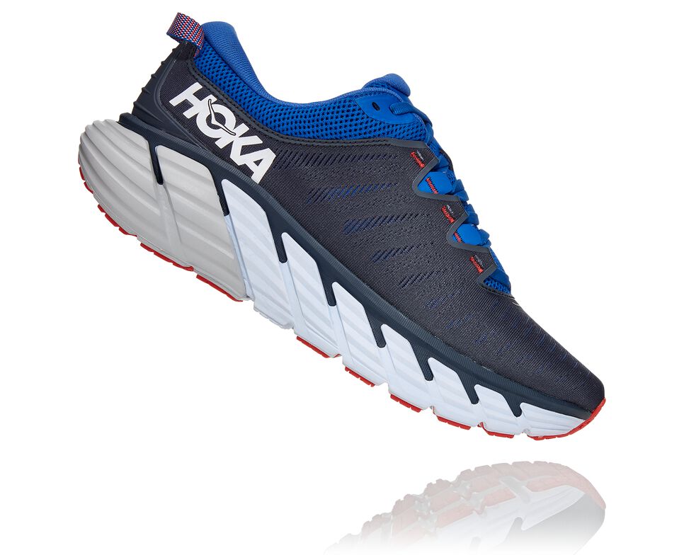 Men's Hoka One One Gaviota 3 Road Running Shoes Black Iris / Turkish Sea | GCNWEZ890