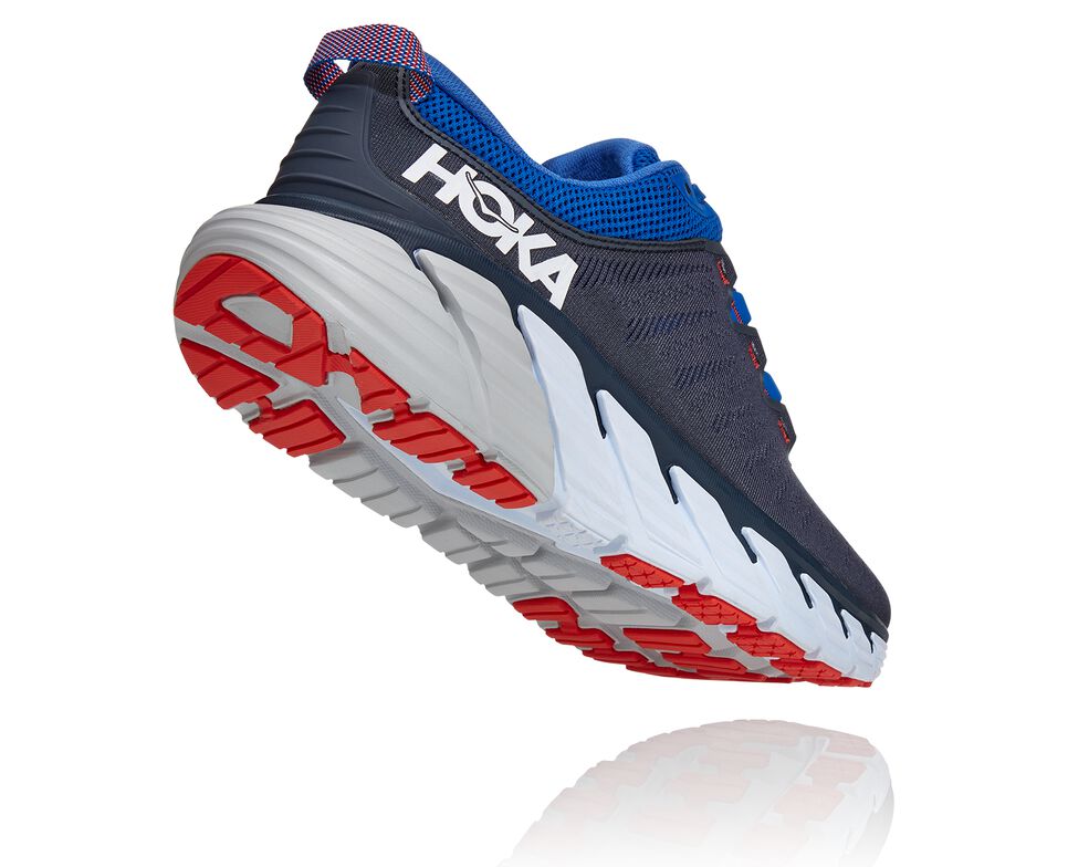 Men's Hoka One One Gaviota 3 Road Running Shoes Black Iris / Turkish Sea | GCNWEZ890