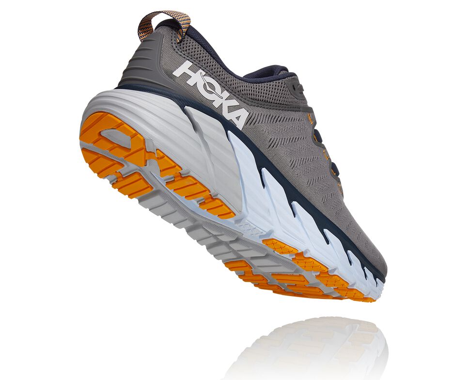 Men's Hoka One One Gaviota 3 Road Running Shoes Charcoal Gray / Ombre Blue | NDIFEW157