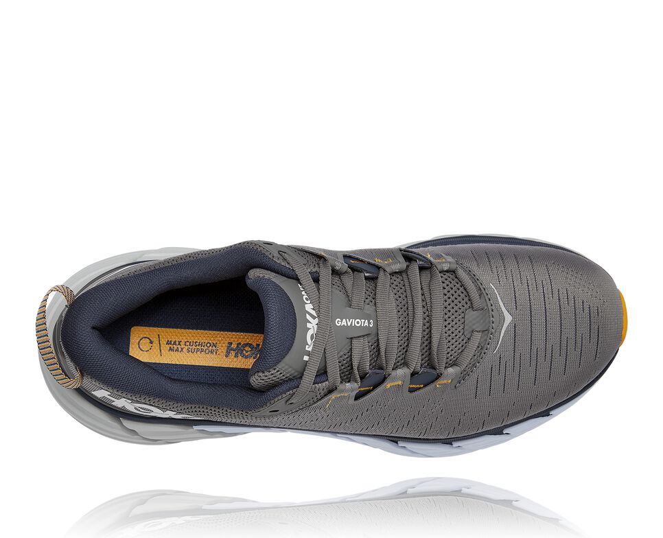 Men's Hoka One One Gaviota 3 Road Running Shoes Charcoal Gray / Ombre Blue | NDIFEW157