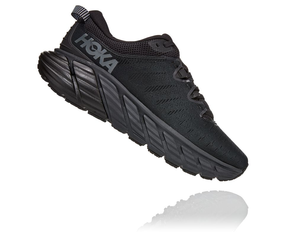 Men's Hoka One One Gaviota 3 Road Running Shoes Black / Black | ZCYIHX219