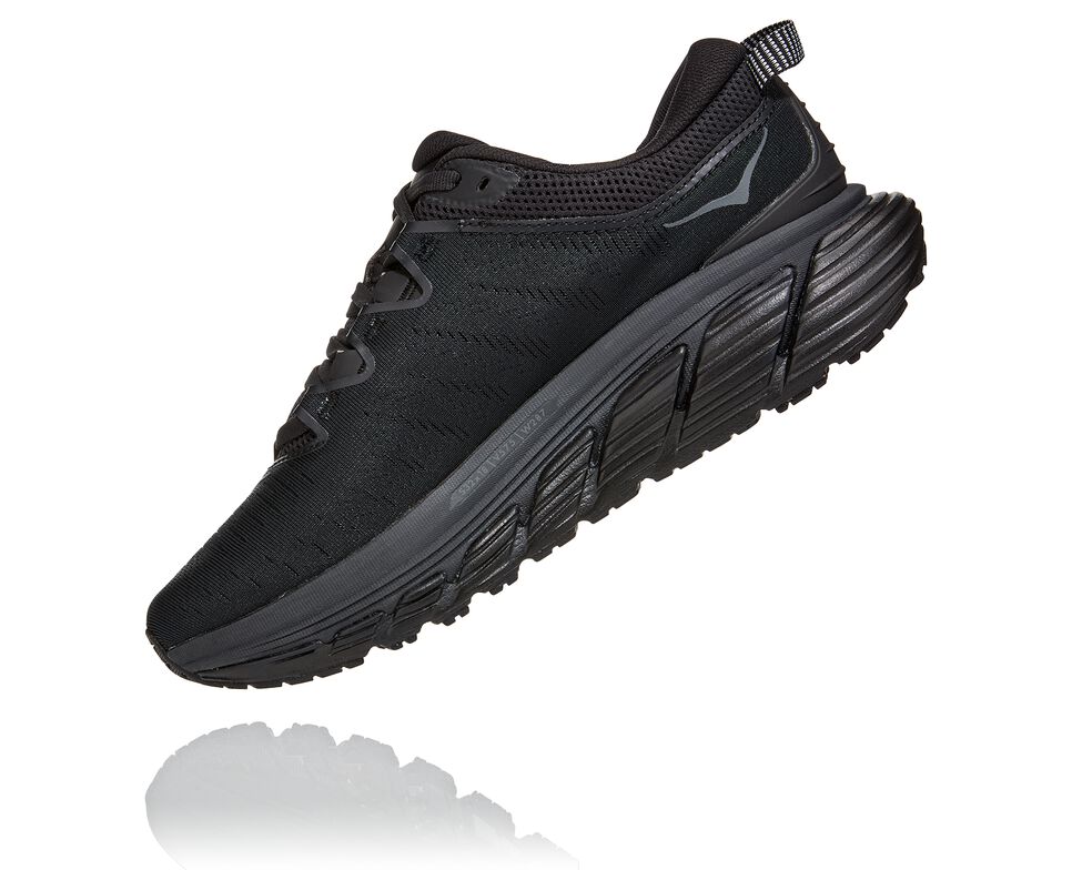 Men's Hoka One One Gaviota 3 Road Running Shoes Black / Black | ZCYIHX219