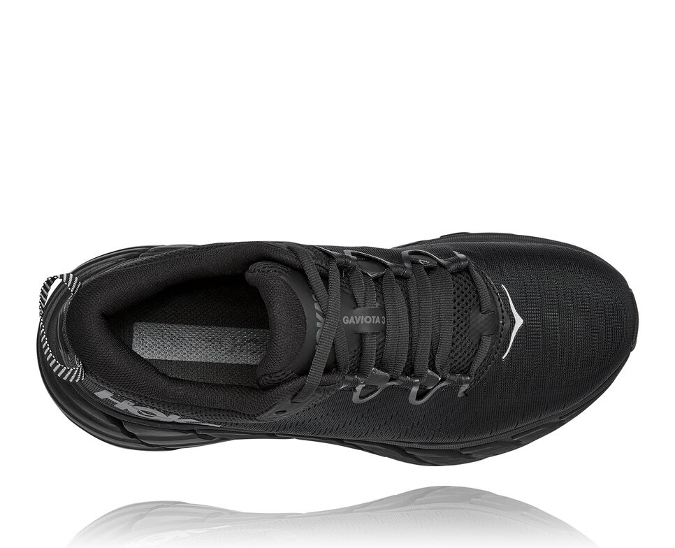 Men's Hoka One One Gaviota 3 Road Running Shoes Black / Black | ZCYIHX219