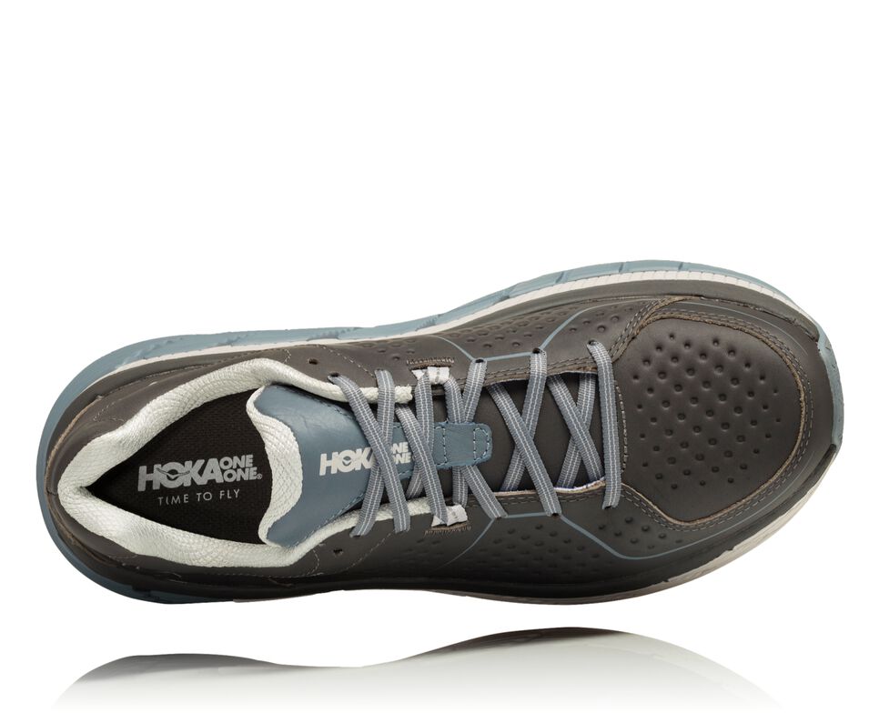 Men's Hoka One One Gaviota Leather Trail Running Shoes Charcoal / Tradewinds | AFXDUQ829