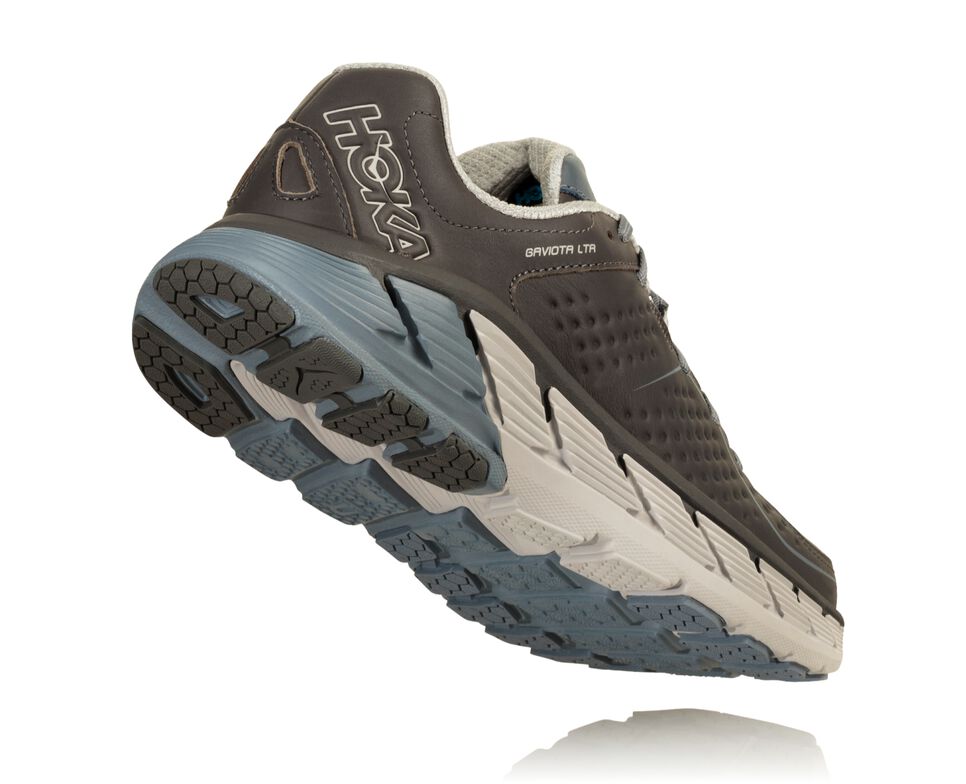 Men's Hoka One One Gaviota Leather Trail Running Shoes Charcoal / Tradewinds | AFXDUQ829