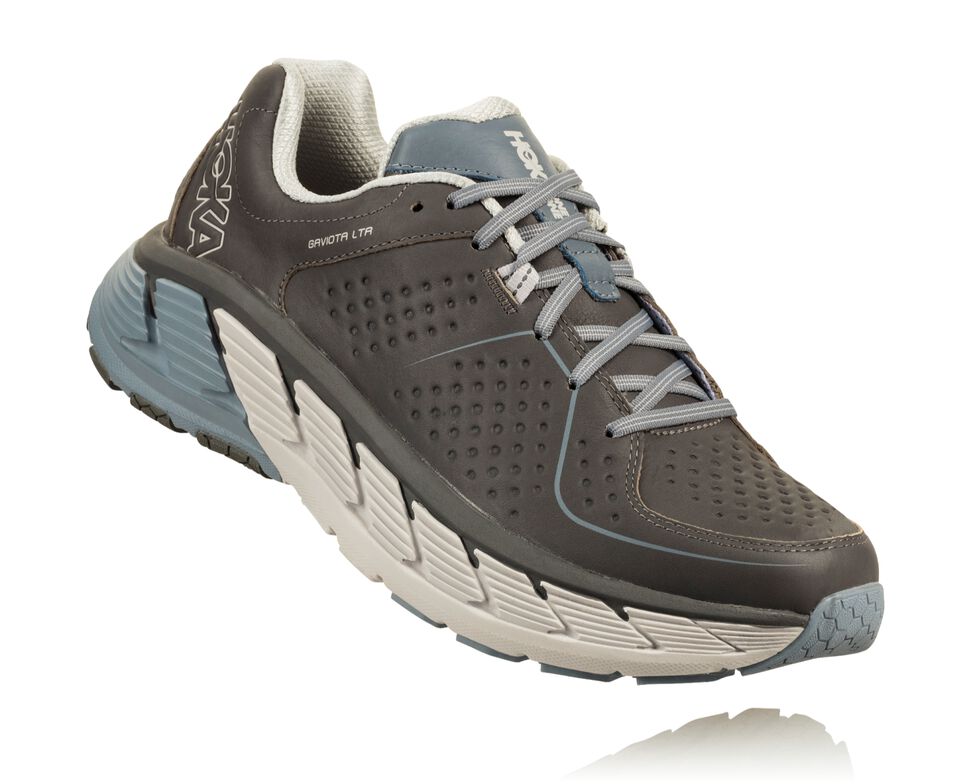 Men\'s Hoka One One Gaviota Leather Trail Running Shoes Charcoal / Tradewinds | AFXDUQ829