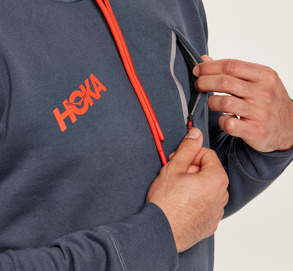 Men's Hoka One One Hoodie Hoodie Ombre Blue | KVRWFS349