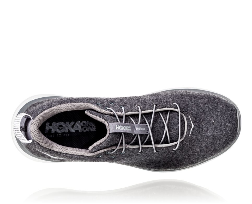 Men's Hoka One One Hupana Flow Wool Road Running Shoes Dark Shadow / Charcoal Gray | EBPXFG670