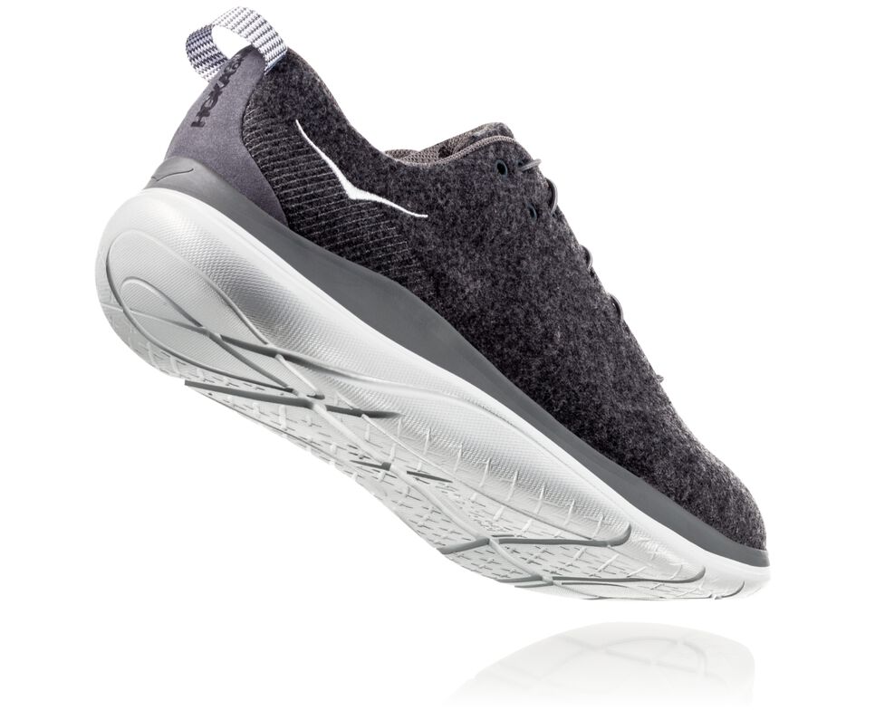 Men's Hoka One One Hupana Flow Wool Road Running Shoes Dark Shadow / Charcoal Gray | EBPXFG670