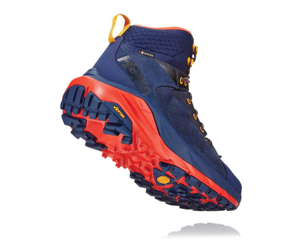 Men's Hoka One One Kaha GORE-TEX Hiking Boots Patriot Blue / Mandarin Red | ESAVYW628