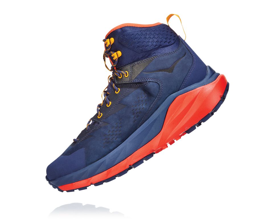 Men's Hoka One One Kaha GORE-TEX Hiking Boots Patriot Blue / Mandarin Red | ESAVYW628