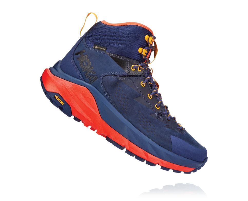 Men's Hoka One One Kaha GORE-TEX Hiking Boots Patriot Blue / Mandarin Red | ESAVYW628