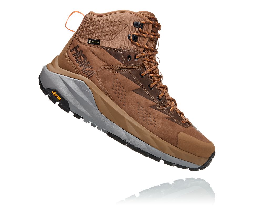 Men's Hoka One One Kaha GORE-TEX Hiking Boots Otter / Persimmon Orange | KCUBEG381