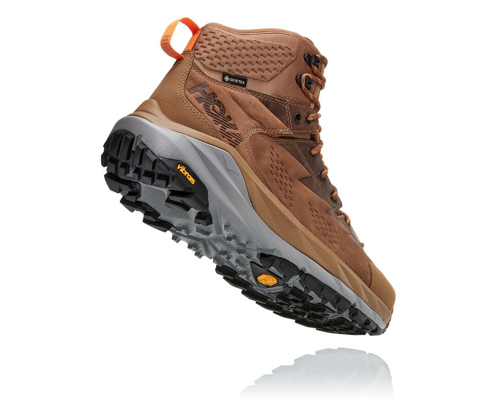 Men's Hoka One One Kaha GORE-TEX Hiking Boots Otter / Persimmon Orange | KCUBEG381