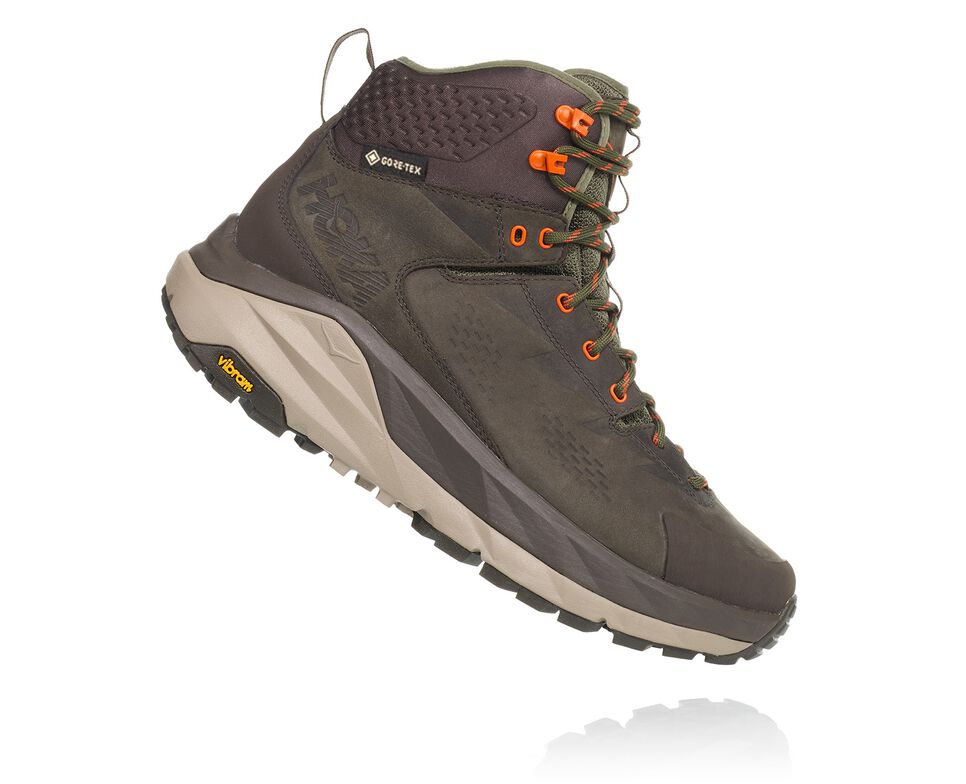 Men's Hoka One One Kaha GORE-TEX Hiking Boots Black Olive / Green | MEJTYA014