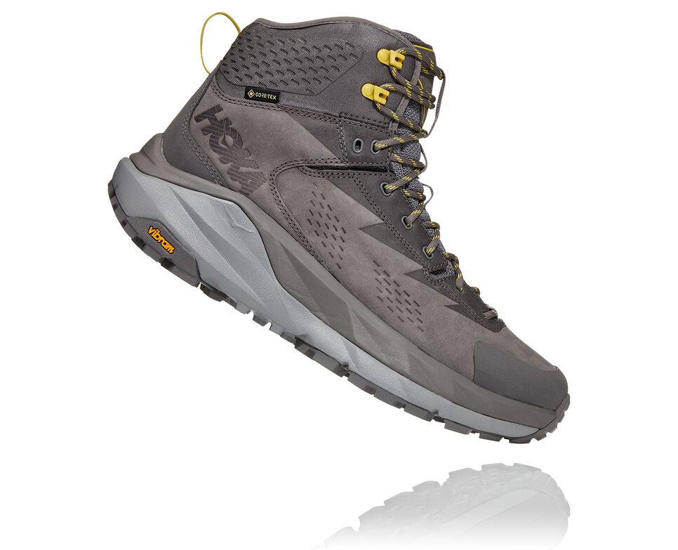 Men's Hoka One One Kaha GORE-TEX Hiking Boots Charcoal Gray / Green Sheen | ZGKCLY430