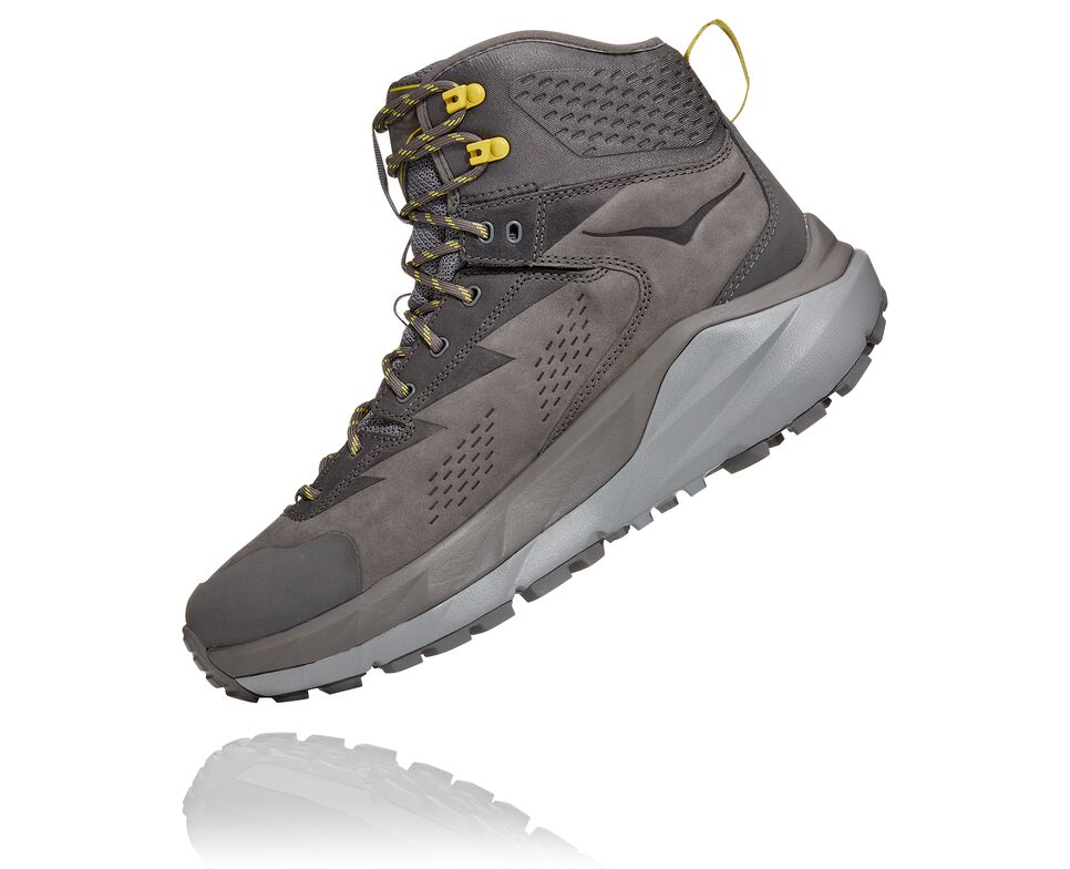 Men's Hoka One One Kaha GORE-TEX Hiking Boots Charcoal Gray / Green Sheen | ZGKCLY430