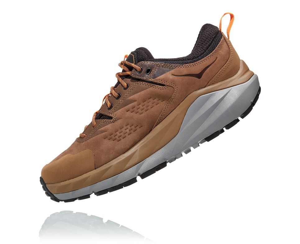 Men's Hoka One One Kaha Low GORE-TEX Hiking Boots Otter / Persimmon Orange | JOLAYF574