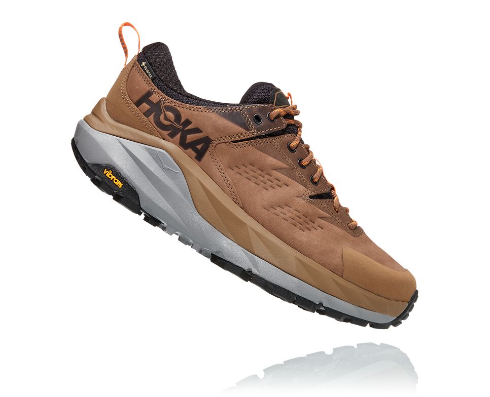 Men's Hoka One One Kaha Low GORE-TEX Hiking Boots Otter / Persimmon Orange | JOLAYF574