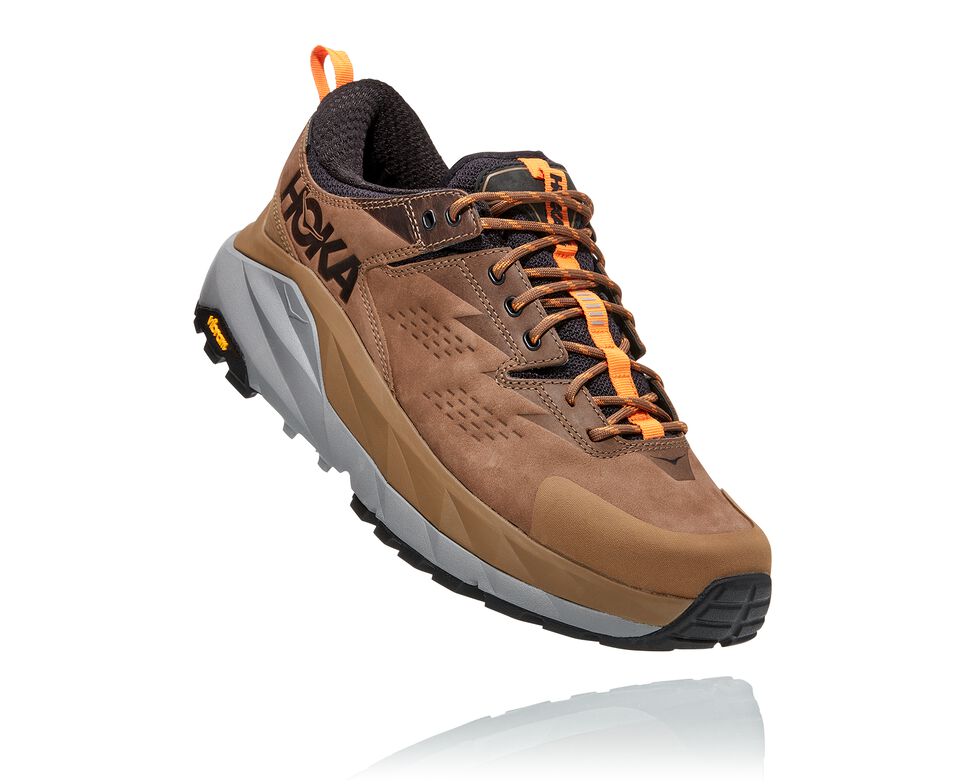 Men\'s Hoka One One Kaha Low GORE-TEX Hiking Boots Otter / Persimmon Orange | JOLAYF574