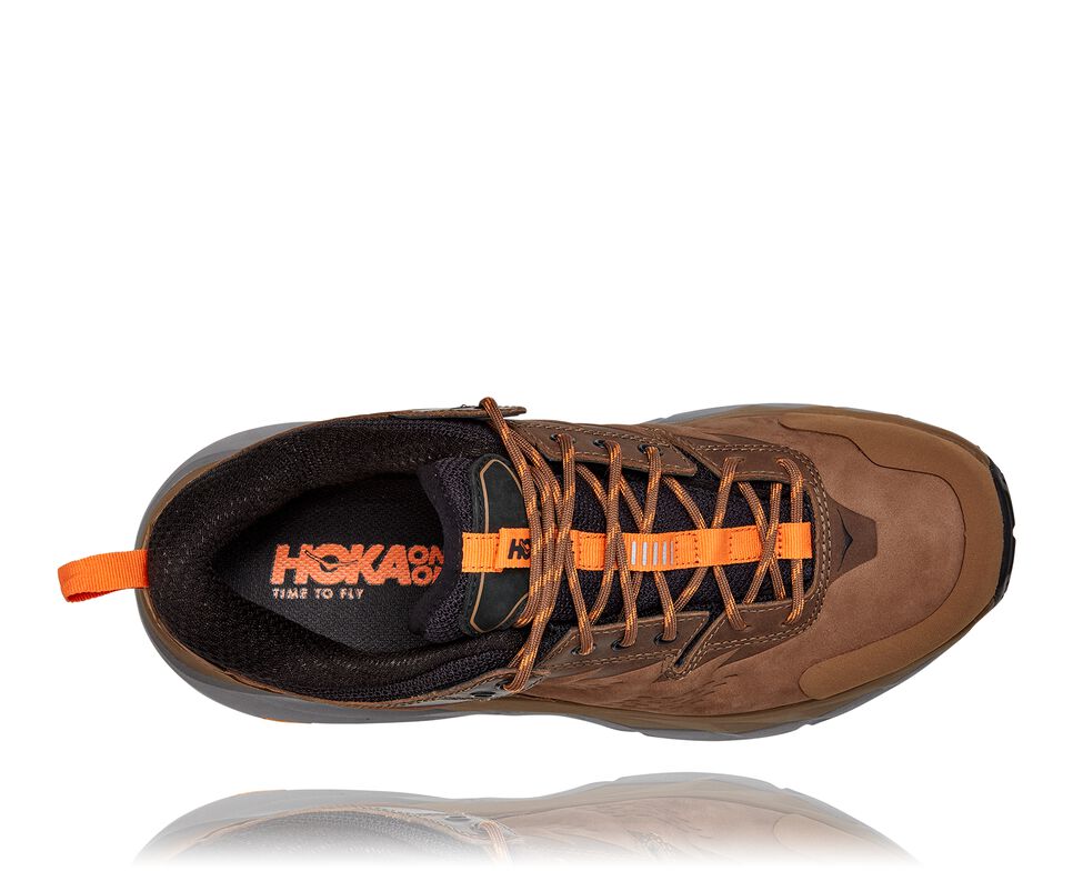 Men's Hoka One One Kaha Low GORE-TEX Hiking Boots Otter / Persimmon Orange | VUKRCT084