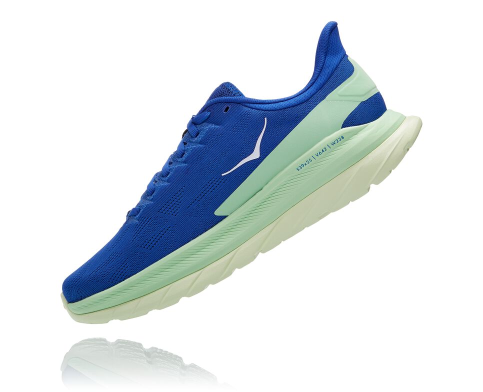 Men's Hoka One One Mach 4 Road Running Shoes Dazzling Blue / Green Ash | FTLRBW634