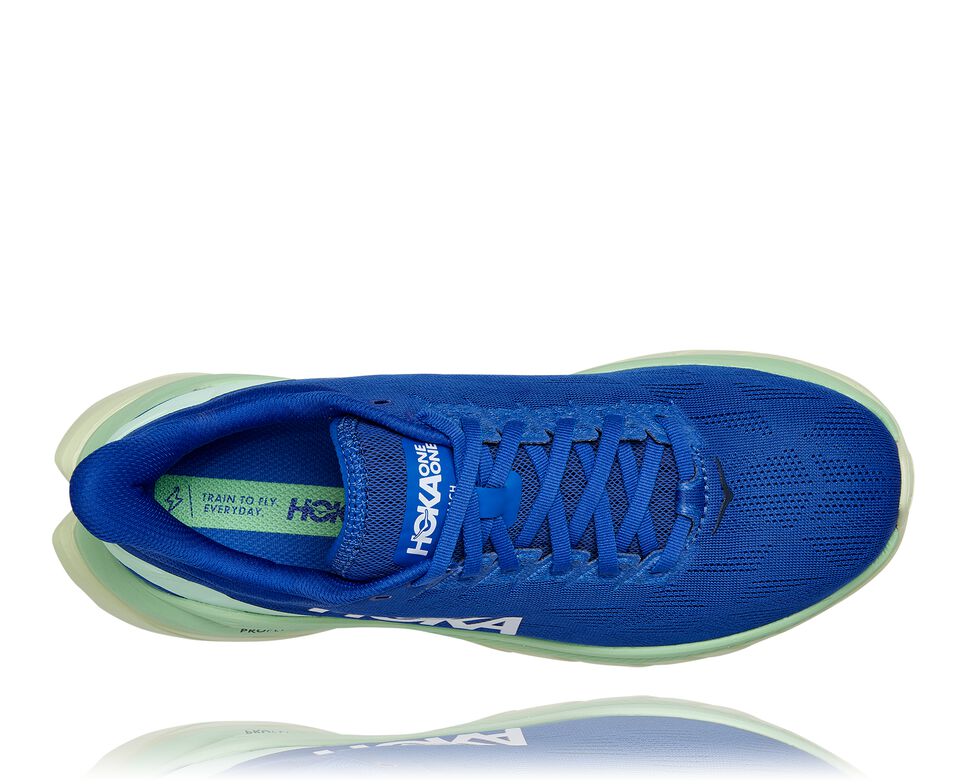 Men's Hoka One One Mach 4 Road Running Shoes Dazzling Blue / Green Ash | FTLRBW634